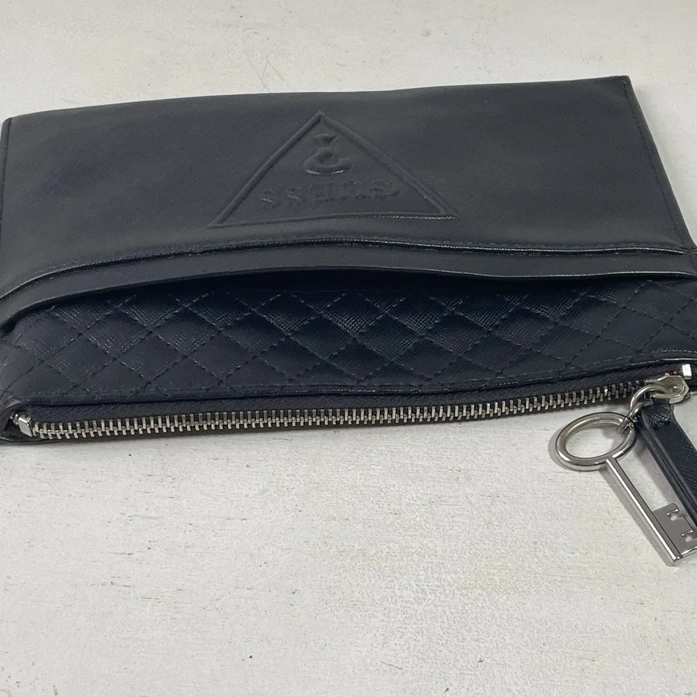 Guess Zipper Pouch Y2K Clutch Cosmetic Bag Black